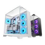 Mars Gaming MC-VISION Case Tower ATX - Supporto per raffreddamento a liquido - Triplo vetro temperato - Doppia camera - 7 slot di espansione - 442x421x280 mm - Colore bianco - immagine 3