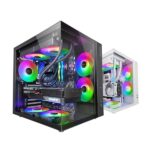 Mars Gaming MCV-ONE Case Tower ATX - Ventola posteriore FRGB da 120 mm - Vetro temperato curvo continuo - Doppia camera - 7 slot di espansione - 342 x 286 x 352 mm - Colore nero - immagine 3