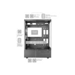 Mars Gaming MC-XO Case Tower ATX - Ventola posteriore FRGB da 120 mm - Raffreddamento Sidecool - Doppia camera - 7 slot di espansione - 487x214x350 mm - Colore nero - immagine 4