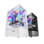 Mars Gaming MC-XO Case Tower ATX - Ventola posteriore FRGB da 120 mm - Raffreddamento Sidecool - Doppia camera - 7 slot di espansione - 487 x 214 x 350 mm - Colore bianco - immagine 2