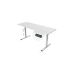 Mars Gaming MGD-ERGOPRO160 Tavolo da gioco motorizzato - Altezza regolabile fino a 118 cm - Supporti per cuffie e bevande - Gestione dei cavi - Struttura in acciaio - 160x60x1,5 cm - Finitura in fibra di carbonio - Colore bianco - immagine 4