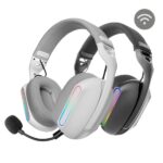 Mars Gaming MHW-PRO Cuffie da gioco Bluetooth 5.3 - Suono 3D avvolgente 7.1 - Controlli integrati - Doppio microfono - Illuminazione ARGB - 76x200x187 mm - Colore bianco - immagine 2