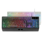 Mars Gaming MK124 Tastiera completa ibrida H-Mech - Puntale integrato - Disposizione portoghese QWERTY PT - Illuminazione FRGB - 450x181x36mm - Colore nero - immagine 3