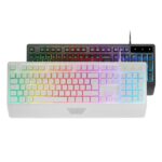 Mars Gaming MK124 Tastiera completa ibrida H-Mech - Puntale integrato - Disposizione francese AZERTY FR - Illuminazione FRGB - 450x181x36mm - Colore bianco - immagine 4