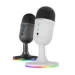 Mars Gaming MMIC-CX Microfono da gioco - Cancellazione del rumore ENC - USB Plug and Play - Condensatore cardioide professionale - Inclinazione regolabile - Illuminazione ARGB tattile - 90x90x165mm - Colore bianco - immagine 2