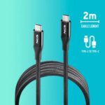 Cavo NGS 2.0 da USB-C maschio a USB-C maschio - Ricarica ultraveloce fino a 240 W - Lunghezza 2 m - Colore nero - immagine 2