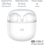 ZTE Buds 2 Auricolari True Wireless - Bluetooth 5.3 - 25 ore di autonomia - Resistenza IPX4 - Colore bianco - immagine 3