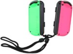 Nintendo Set di 2 controller Joy-Con sinistro/destro per Nintendo Switch - Autonomia fino a 20 ore - Vibrazione HD - Sensore di movimento e accelerometro - Pulsante di cattura - Sensore NFC per Amiibo - Telecamera a infrarossi - Colore rosa e verde neon - immagine 2