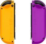 Set di 2 controller Joy-Con sinistro/destro per Nintendo Switch - Autonomia fino a 20 ore - Vibrazione HD - Sensore di movimento e accelerometro - Pulsante di cattura - Sensore NFC per Amiibo - Telecamera a infrarossi - Colore viola e arancione neon - immagine 3