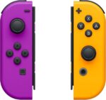 Set di 2 controller Joy-Con sinistro/destro per Nintendo Switch - Autonomia fino a 20 ore - Vibrazione HD - Sensore di movimento e accelerometro - Pulsante di cattura - Sensore NFC per Amiibo - Telecamera a infrarossi - Colore viola e arancione neon - immagine 4