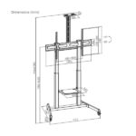 Aisens Supporto da pavimento ECO con ruote e manovella - Vassoio per DVD e supporto per videocamera per monitor/TV - Fino a 120 kg - Da 60 a 100 pollici - Colore nero - immagine 4