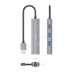 Aisens ASUC-4P034-GR Adattatore di rete USB 3.0 a Gigabit Ethernet + Hub 3xUSB-A 3.0 - 15 cm - Colore grigio - immagine 4