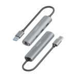 Aisens ASUC-4P035-GR Adattatore di rete USB 3.0 a Gigabit Ethernet + Hub 1xUSB-C e 2xUSB-A 3.0 - 15 cm - Colore grigio - immagine 3