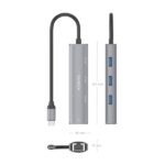 Aisens ASUC-4P038-GR Adattatore di rete USB-C a Gigabit Ethernet + Hub 3xUSB-A 3.0 - 15 cm - Colore grigio - immagine 4