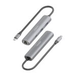 Aisens ASUC-4P039-GR Adattatore di rete USB-C a Gigabit Ethernet + Hub 1xUSB-C e 2xUSB-A 3.0 - 15 cm - Colore grigio - immagine 3