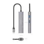 Aisens ASUC-4P039-GR Adattatore di rete USB-C a Gigabit Ethernet + Hub 1xUSB-C e 2xUSB-A 3.0 - 15 cm - Colore grigio - immagine 4