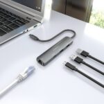 Aisens ASUC-4P039-GR Adattatore di rete USB-C a Gigabit Ethernet + Hub 1xUSB-C e 2xUSB-A 3.0 - 15 cm - Colore grigio - immagine 5