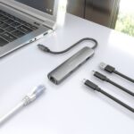 Aisens ASUC-4P040-GR Adattatore di rete USB-C a Gigabit Ethernet + Hub 2xUSB-C e 1xUSB-A 3.0 - 15 cm - Colore grigio - immagine 5