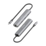 Aisens ASUC-4P041-GR Adattatore di rete USB-C a Ethernet Gigabit + Hub 3xUSB-C - 15 cm - Colore grigio - immagine 3