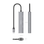 Aisens ASUC-4P041-GR Adattatore di rete USB-C a Ethernet Gigabit + Hub 3xUSB-C - 15 cm - Colore grigio - immagine 4