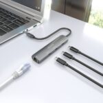Aisens ASUC-4P041-GR Adattatore di rete USB-C a Ethernet Gigabit + Hub 3xUSB-C - 15 cm - Colore grigio - immagine 5