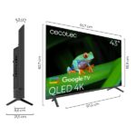 Cecotec V4 Series VQU40043S Smart TV senza cornice da 43" QLED 4K UHD - Processore Cortex A55 - Dolby Vision e Atmos - Google TV - HDMI 2.1 - USB 3.0 - Gamma cromatica ampliata - Colore nero - immagine 3