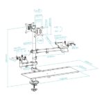 Tooq Supporto da tavolo per 2 monitor da 17"-32" + Supporti per stampante POS, lettore di codici, lettore di carte di credito + Vassoio per tastiera e mouse - Gestione dei cavi - Peso massimo 9 kg per braccio - VESA 100x100 mm - immagine 5