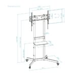 Tooq Kefren Supporto da pavimento con ruote per schermi da 37" a 70" - Altezza regolabile - Blocco ruote - Ripiano - Gestione cavi - Peso max 70 kg - VESA max 600X400 mm - Colore nero - immagine 5