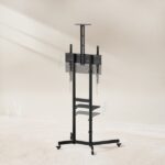 Tooq Nefertiti Supporto da pavimento con ruote per schermi da 37" a 70" - Altezza regolabile - Blocco ruote - Ripiano - Vassoio superiore per webcam - Gestione cavi - Peso massimo 70 kg - VESA massimo 600X400 mm - Colore nero - immagine 3