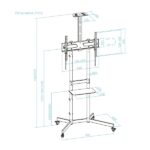 Tooq Nefertiti Supporto da pavimento con ruote per schermi da 37" a 70" - Altezza regolabile - Blocco ruote - Ripiano - Vassoio superiore per webcam - Gestione cavi - Peso massimo 70 kg - VESA massimo 600X400 mm - Colore nero - immagine 5