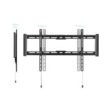 Tooq LP1083F-B Supporto fisso a parete per TV da 37"-80" - Peso max 75 kg - VESA 600x400 mm - Sistema di sgancio tramite cordino - Colore nero - immagine 2