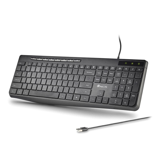 NGS Spectra Tastiera USB Ultra Slim - USB-A - Silenziosa - Indicatori LED - Colore Nero NGS Spectra Tastiera USB Ultra Slim - USB-A - Silenziosa - Indicatori LED - Colore Nero