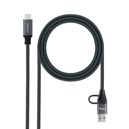 Nanocavo Cavo USB 3.2 Gen2x2 5A/100W - USB-C + USB-A/M a USB-C/M - 1 m - Colore grigio