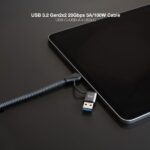 Nanocavo Cavo USB 3.2 Gen2x2 5A/100W - USB-C + USB-A/M a USB-C/M - 2 m - Colore grigio - immagine 5