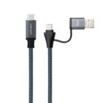 Nanocavo Cavo USB 3.2 Gen2x2 5A/100W - USB-C + USB-A/M a USB-C/M - 3 m - Colore grigio - immagine 2