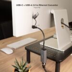 Nanocavo Adattatore di rete USB-C + USB-A/M 3.0 a Ethernet Gigabit 10/100/1000 Mbps - 15 cm - Colore grigio - immagine 4