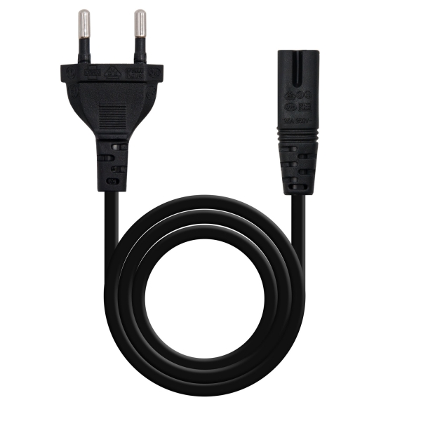 Nanocavo Cavo di alimentazione Forma 8 CEE7/16 maschio a C7 femmina 2 m - Colore nero Nanocavo Cavo di alimentazione Forma 8 CEE7/16 maschio a C7 femmina 2 m - Colore nero