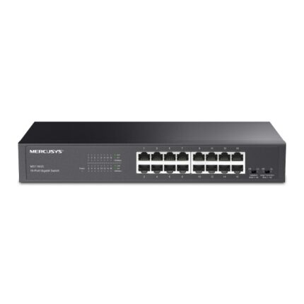 Mercusys MS116GS Switch 16 porte Gigabit RJ45 10/100/1000Mbps con auto-negoziazione - Plug & Play - Montaggio su scrivania o rack - Colore nero
