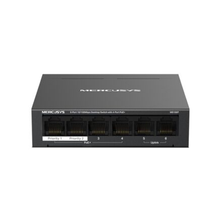 Mercusys MS106P Switch 6 porte RJ45 10/100Mbps - 4 porte PoE+ - Colore nero