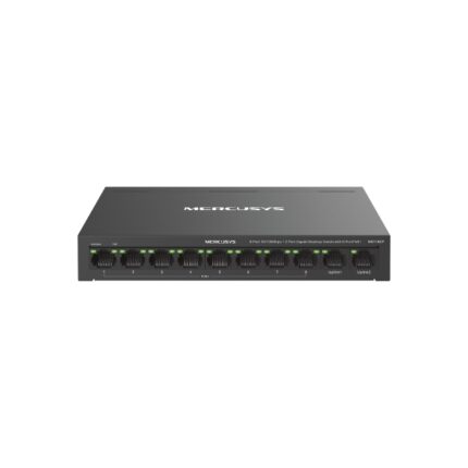 Mercusys MS110CP Switch 10 porte RJ45 - 8 porte 10/100Mbps PoE+ - 2 porte Gigabit - Portata fino a 250 metri - Colore nero