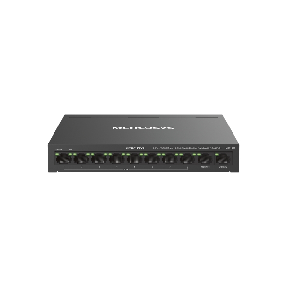 Mercusys MS110CP Switch 10 porte RJ45 - 8 porte 10/100Mbps PoE+ - 2 porte Gigabit - Portata fino a 250 metri - Colore nero Mercusys MS110CP Switch 10 porte RJ45 - 8 porte 10/100Mbps PoE+ - 2 porte Gigabit - Portata fino a 250 metri - Colore nero