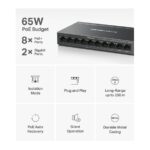 Mercusys MS110CP Switch 10 porte RJ45 - 8 porte 10/100Mbps PoE+ - 2 porte Gigabit - Portata fino a 250 metri - Colore nero - immagine 4