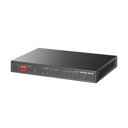 Mercusys MS110GMP Switch 10 porte Gigabit RJ45 10/100/1000Mbps - 8 porte Gigabit PoE+ e 2 porte Gigabit Uplink - Plug & Play - Design in metallo - Colore nero