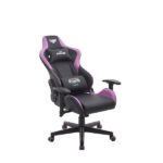 Cromad Serie Demon Lord Sedia Gaming - Struttura robusta - Pelle sintetica di alta qualità - Altezza regolabile con pistone a gas classe 2 - Schienale reclinabile - Cuscino lombare e cervicale - Braccioli regolabili - Colore nero/viola - immagine 3
