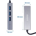 Ewent Adattatore di rete USB-C + USB-A/M 3.2 Gen1 a Ethernet Gigabit 10/100/1000 Mbps + Hub 3xUSB-A 3.2 Gen1 - 15 cm - Colore grigio - immagine 2
