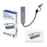Ewent Adattatore di rete USB-C + USB-A/M 3.2 Gen1 a Ethernet Gigabit 10/100/1000 Mbps + Hub 3xUSB-A 3.2 Gen1 - 15 cm - Colore grigio - immagine 3