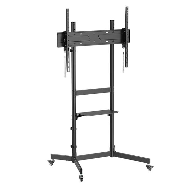 Cromad Supporto da pavimento con ruote per TV 55"-100" - Blocco ruote - Vassoio multiuso - Peso max 70 kg - VESA 800X600 mm Cromad Supporto da pavimento con ruote per TV 55"-100" - Blocco ruote - Vassoio multiuso - Peso max 70 kg - VESA 800X600 mm