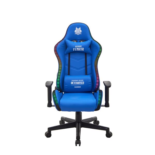 Cromad Serie Fenrir Sedia da gioco RGB - Struttura robusta - Pelle sintetica di alta qualità - Altezza regolabile con pistone a gas di classe 2 - Schienale reclinabile - Cuscino lombare e cervicale - Braccioli regolabili - Colore blu Cromad Serie Fenrir Sedia da gioco RGB - Struttura robusta - Pelle sintetica di alta qualità - Altezza regolabile con pistone a gas di classe 2 - Schienale reclinabile - Cuscino lombare e cervicale - Braccioli regolabili - Colore blu