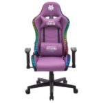 Cromad Serie Fenrir Sedia Gaming RGB - Struttura robusta - Pelle sintetica di alta qualità - Altezza regolabile con pistone a gas classe 2 - Schienale reclinabile - Cuscino lombare e cervicale - Braccioli regolabili - Colore viola