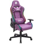 Cromad Serie Fenrir Sedia Gaming RGB - Struttura robusta - Pelle sintetica di alta qualità - Altezza regolabile con pistone a gas classe 2 - Schienale reclinabile - Cuscino lombare e cervicale - Braccioli regolabili - Colore viola - immagine 2